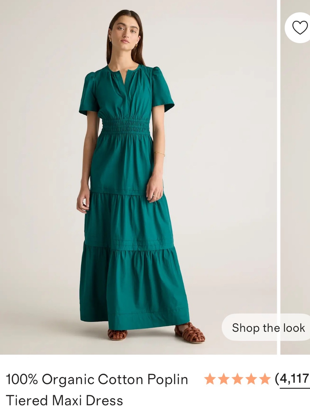 Quince Garden Green Tiered Short-Sleeve Maxi Dress